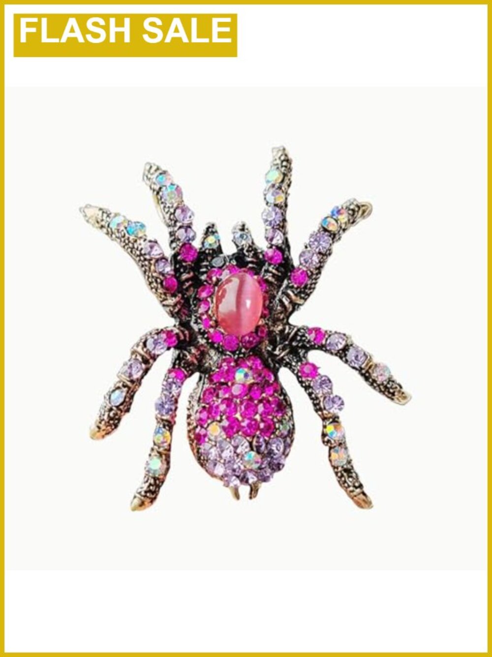 Crystal Spider Brooch Pin Opal Gemstone Statement Costume Jewelry